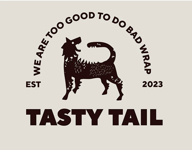Tasty Tail cafe logo featuring an illustrated dog